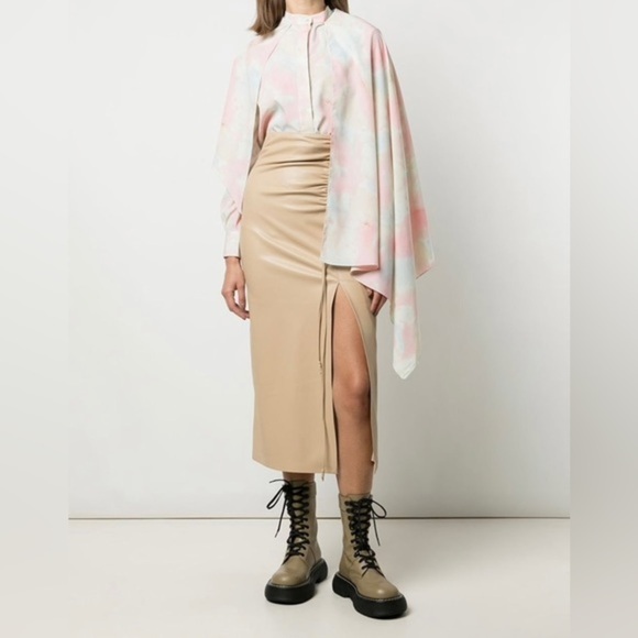 ROKH Scarf Blouse Bleached Blossom Cape Tie Neck - Picture 8 of 15